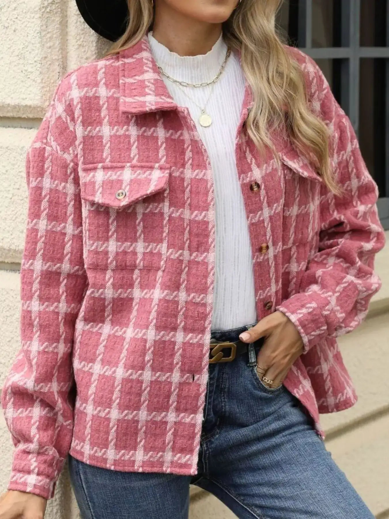Plaid Button Up Long Sleeve Jacket - Bela Fils BoutiqueBela Fils Boutique